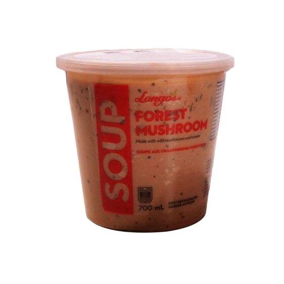  Longo’s forest mushroom soup with wild mushrooms and cream in a ready-to-heat tub.